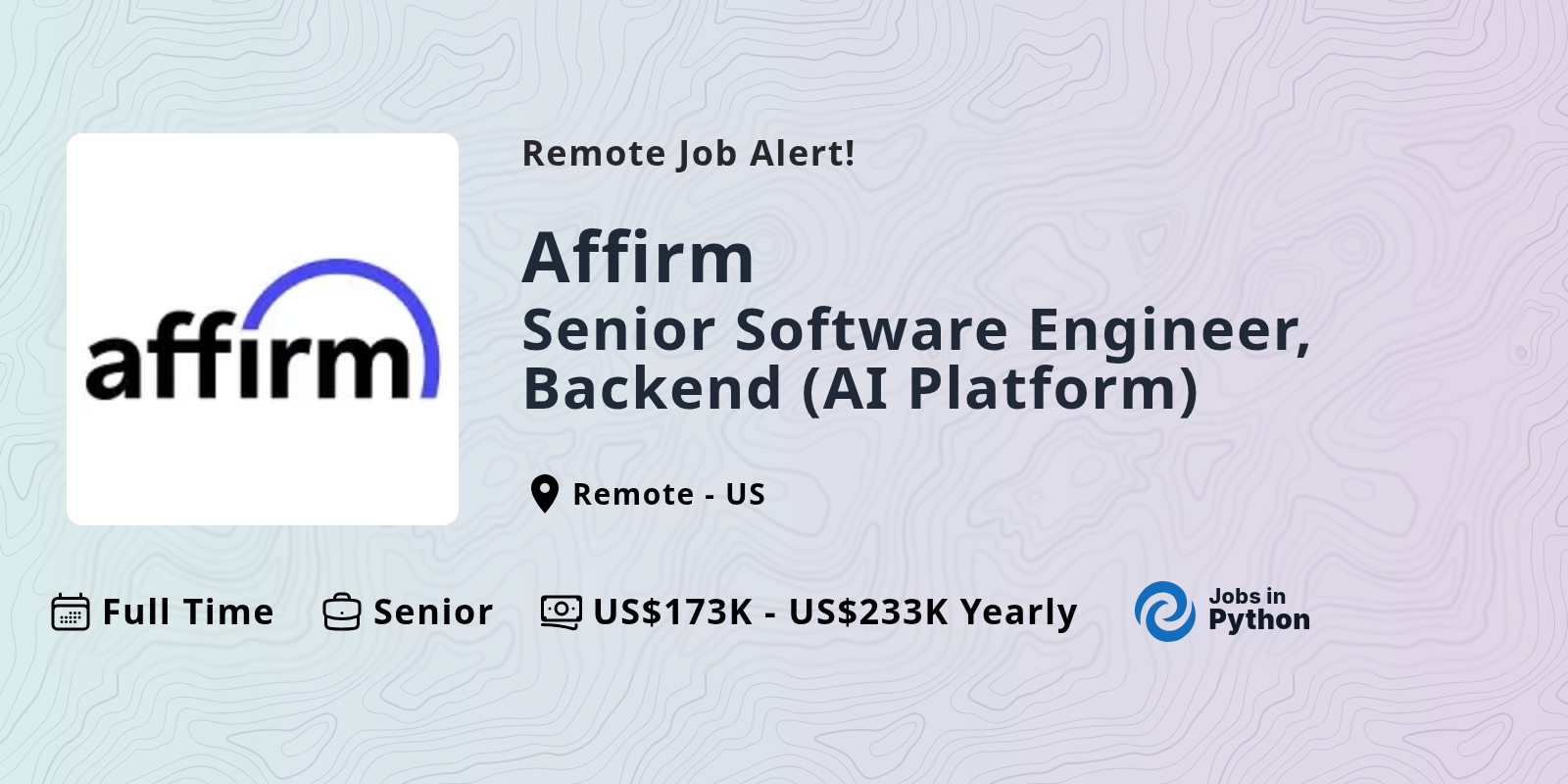 Senior Software Engineer, Backend (AI Platform) Remote Job at Affirm